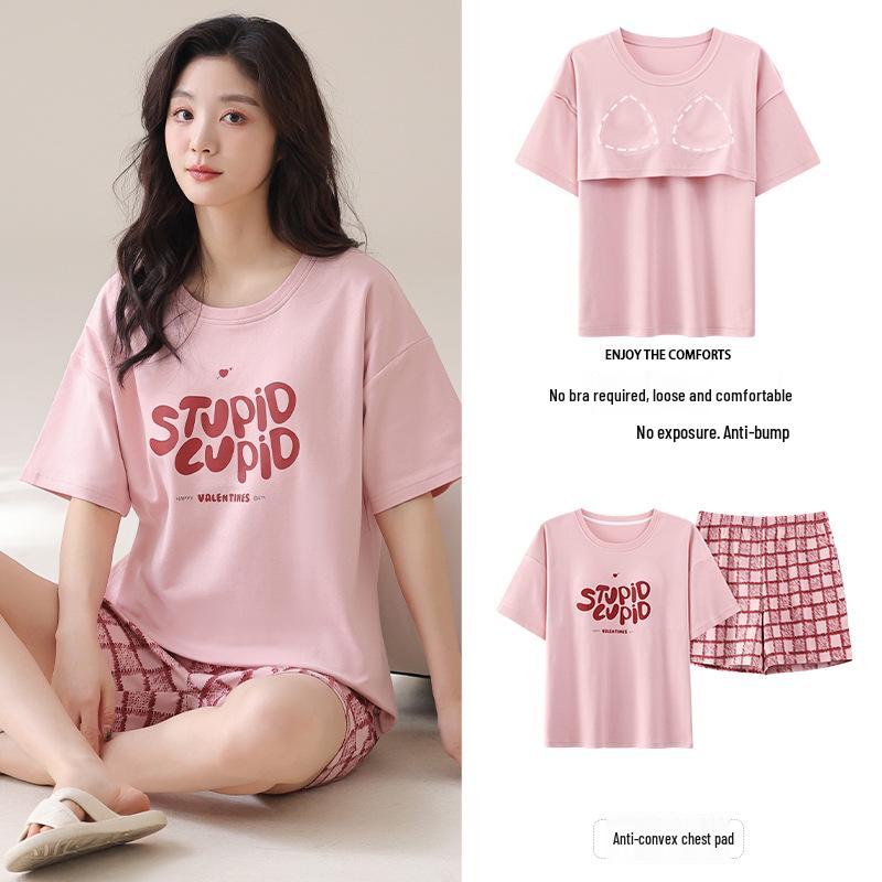 

Женский летний пижамный комплект 2025: Топ с коротким рукавом и повседневные шорты XXL: Double Extra Large