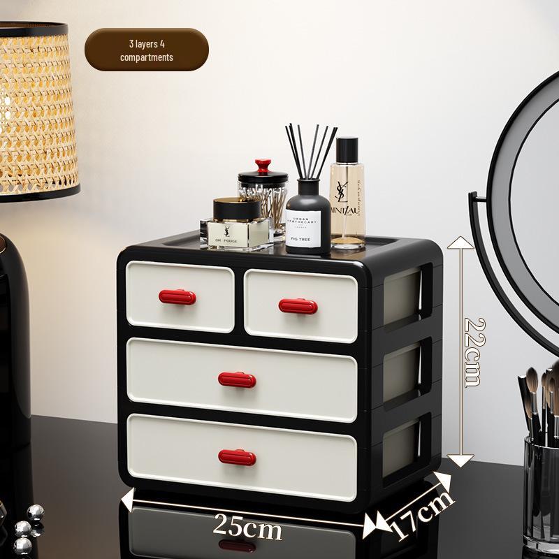 Retro-Style Plastic Cosmetic Storage Cabinet with Drawers