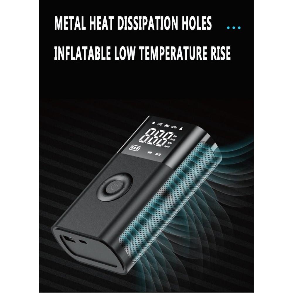 Tyre Inflator Portable Air Compressor 2600mAh×2 Battery Powerful Cordless Air Pump With 5V/2A USB output Digital Display/LED Light 150PSI Compact Tir
