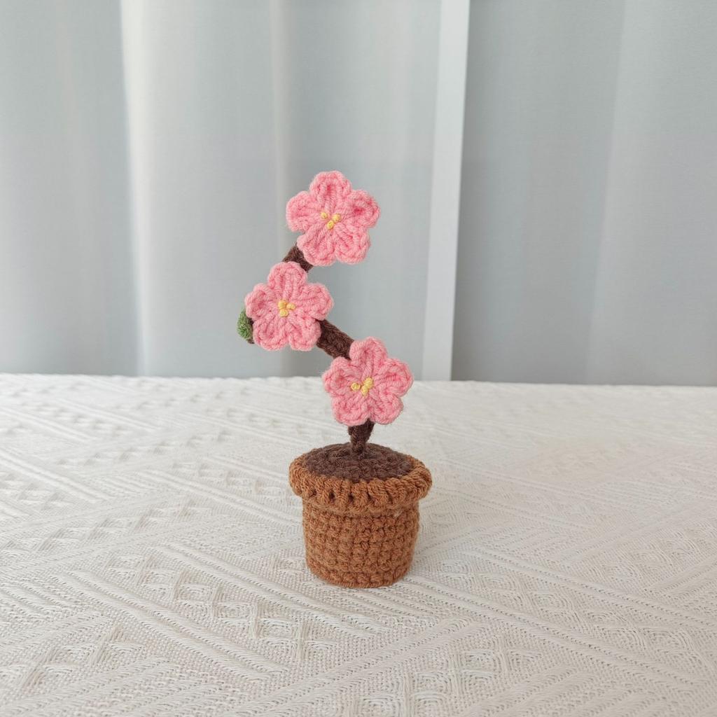 Sunflower Crochet Flowers Hand-knitted Flower Potted Rose Tulip Woven Bouquets Wedding Birthday Valentine's Day Gift Room Decor
