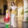 2 Peças Roupas de Dança do Ventre Fantasia Cigana Traje de Dança do Ventre Lenço de Quadril com Moedas Lenço de Cabeça