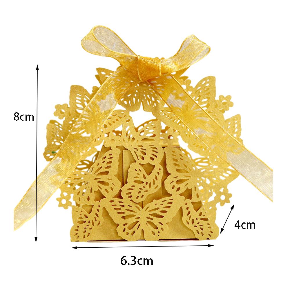 25/50 stücke Laser Cut Schmetterling Kutsche Favor Geschenk Candy Box Mit Band Verpackung Box Baby Dusche Hochzeit Party Favor Dekoration