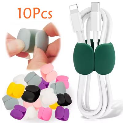 10Pcs Silicone Cable Organizers Multifunctional Cord Wraps for Earphones & Charging Easy Travel Management Clips