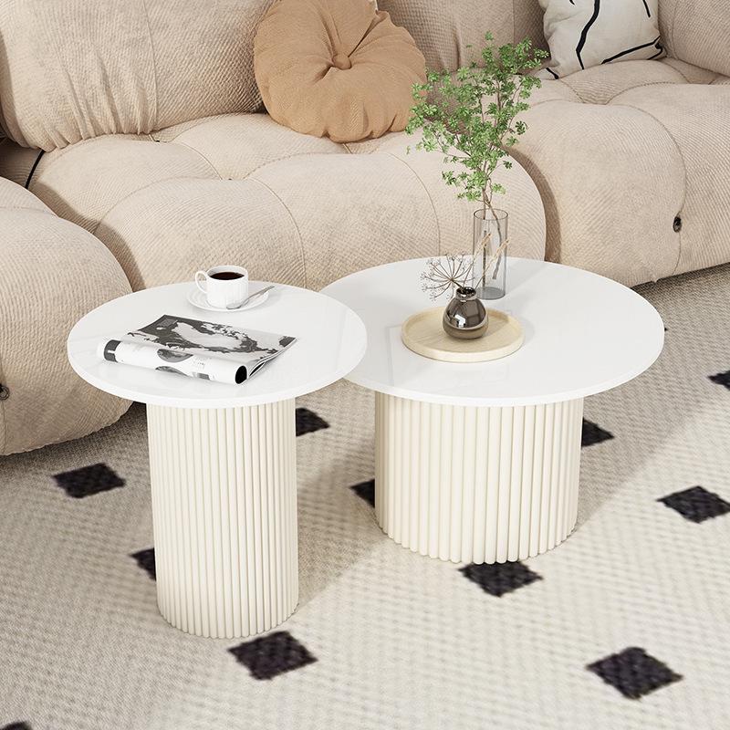 Modern Minimalist Round Sintered Stone Coffee Table - Perfect for Small Apartments and Living Rooms