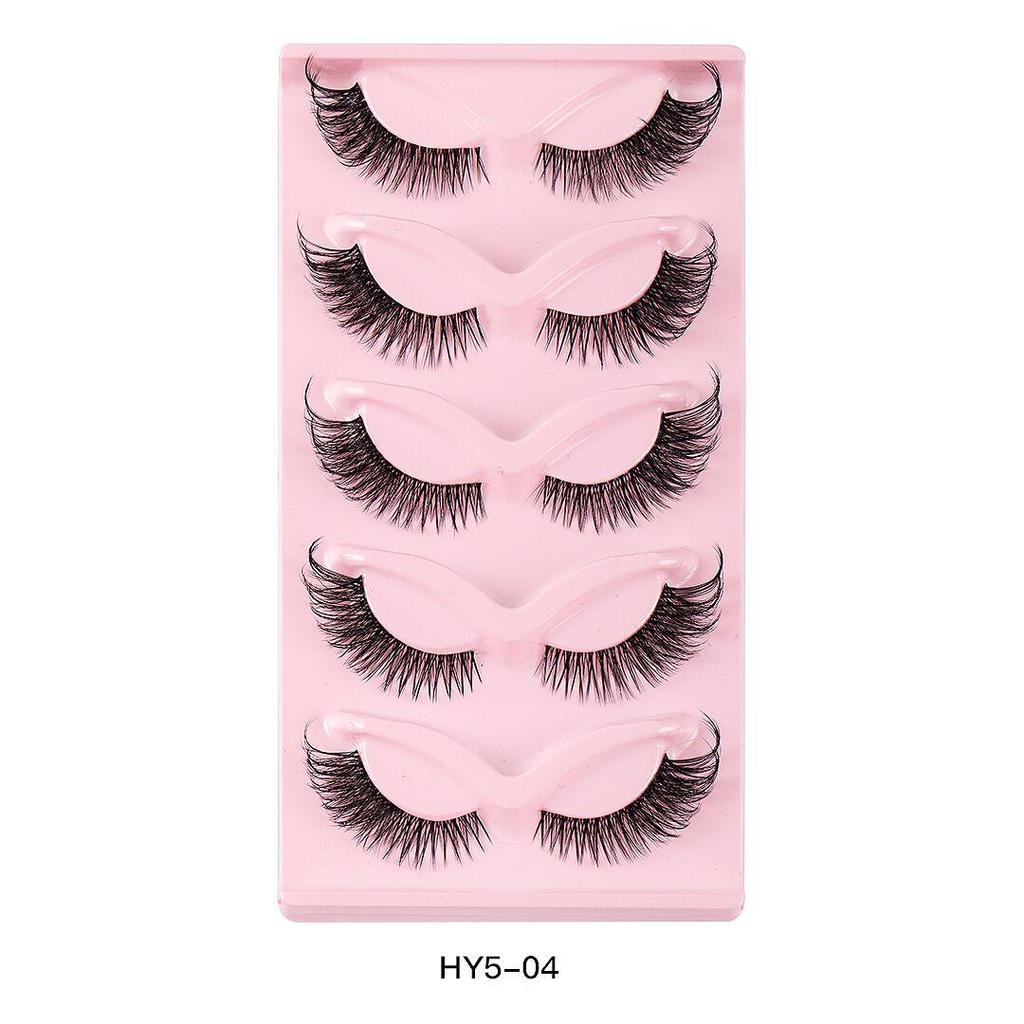 5 párů Cat Eye Lashes Přírodní umělé řasy Fox Eye Umělé norkové řasy