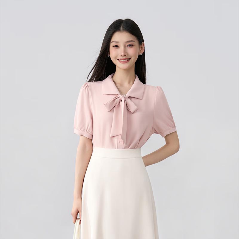 Women s Wrinkle-Free Chiffon Short Sleeve Blouse XS