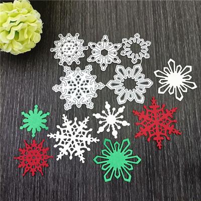 Molde de cuchillo de acero al carbono de copo de nieve de Navidad, troquel de corte de Metal plateado, plantilla de foto, troquel de corte en relieve, molde de estampado DIY