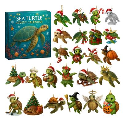 Želva mořská Adventní kalendář 24 Realistická mořská zvířata Vánoční dekorace Sváteční duch Překvapení Odpočítávání Ozdoba