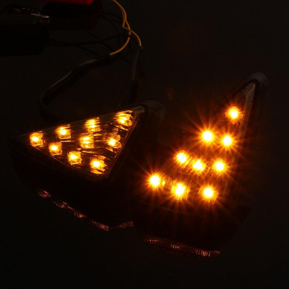 2x Motorcycle 12V Euro Triangle Flush Mount Turn Signal Smoke Amber LED Light AP
