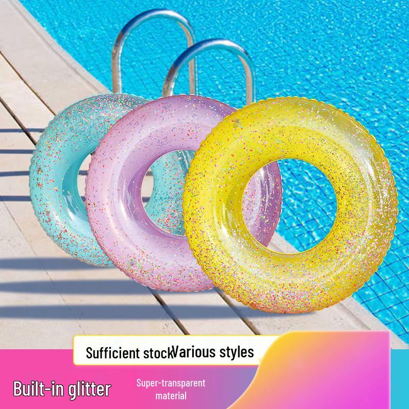 Adult PVC Transparent Sequin Inflatable Swim Ring