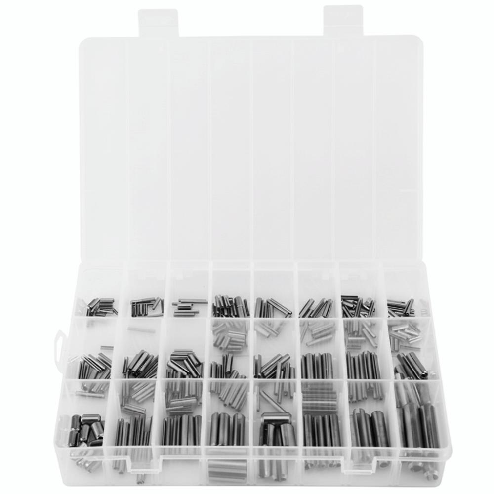 280pcs Stainless Steel Slotted Spring Pin Metric M1.5-M8 Spring Tension Pin Split with Box Expansion Dowel Pin