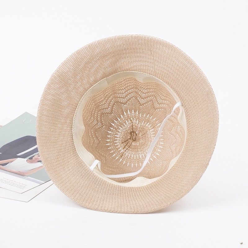 Women's Sunscreen Hat Thin Outdoor Folding Straw Hat New Hollow Breathable Straw Hat