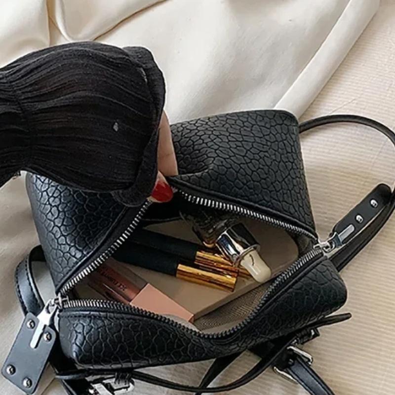 Senior Sense Litchi Leather Mini Square Bag Women's 2025 Summer New Fashion Crossbody Bag Korean Style Portable Popular Shoulder Handbag