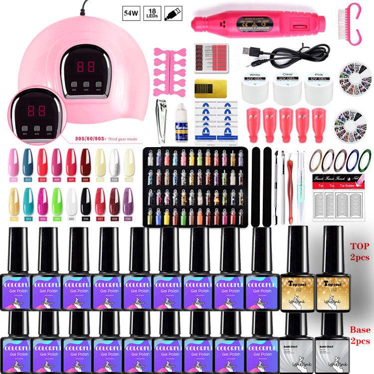 Professional Gel Nail Kit Full Set for Beginners – Quick-Dry Manicure Tools Starter Kit with UV/LED Lamp