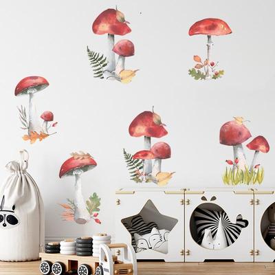 Cartoon Wall Stickers Fairy Forest Mushroom Plant Wall Sticker Decal Kids Room Nursery Art Mural for Home Bedroom Decoration