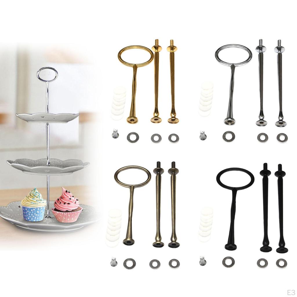 Βάση Πιατέλας Κέικ Χειρολαβή 3 Όροφων Στρογγυλή Μεταλλική Βάση Βαρέως Τύπου Εξαρτήματα Φρούτων