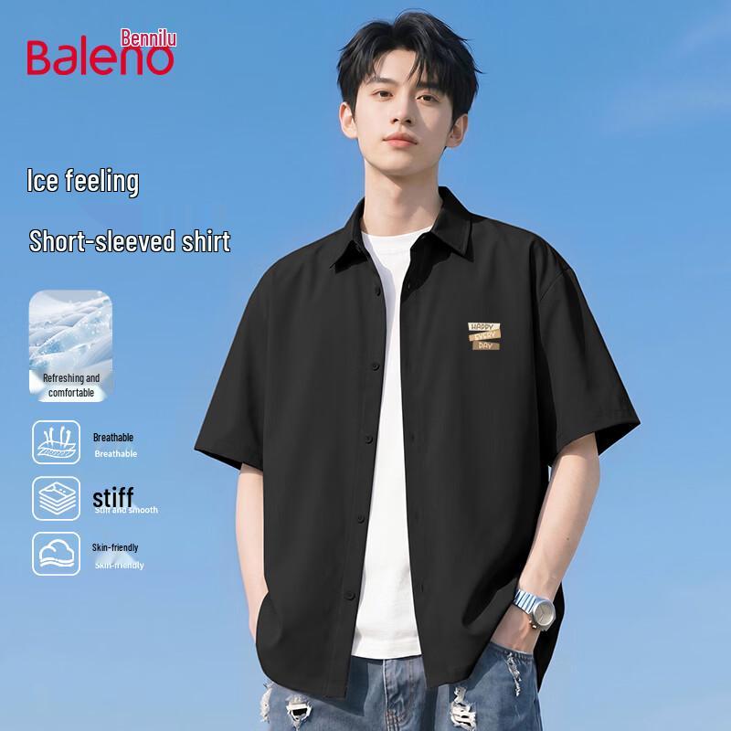 Baleno Men s 2026 Summer Ice Silk Short Sleeve Casual Workwear Shirt 3XL