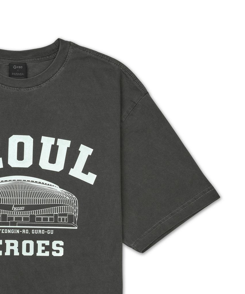 Hangugyaguwiwonhoe Mss X Kbo Ballpark Short Sleeve T-Shirt Charcoal Gray [Seoul Heroes]
