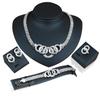 European & American Vintage Jewelry Set: Five-Ring Necklace, Stud Earrings, Bracelet, & Ring - Four-Piece Collection