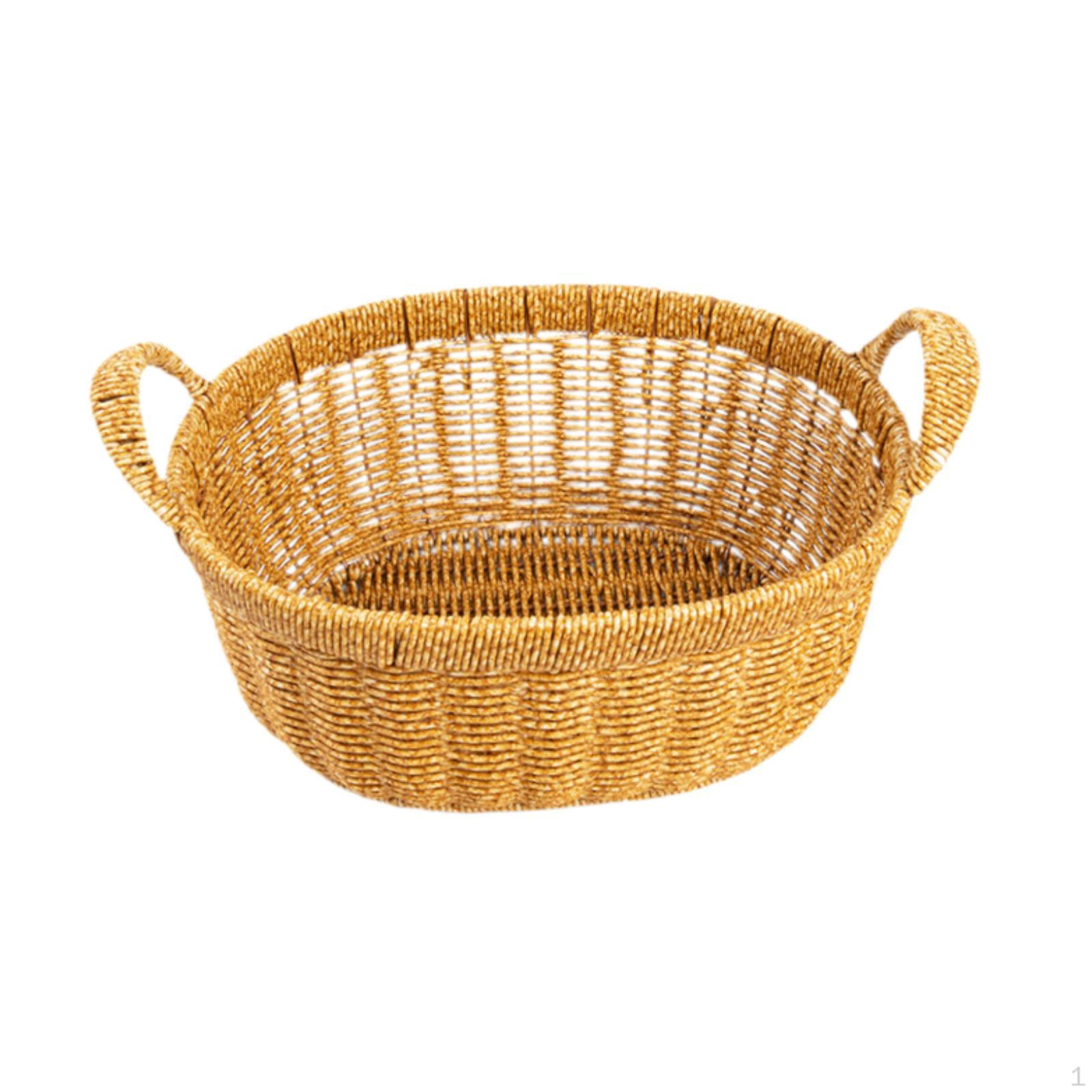 

Корзина для фруктов, плетеная вручную, для хранения на кухне, легкий настольный декоративный контейнер с ручками S