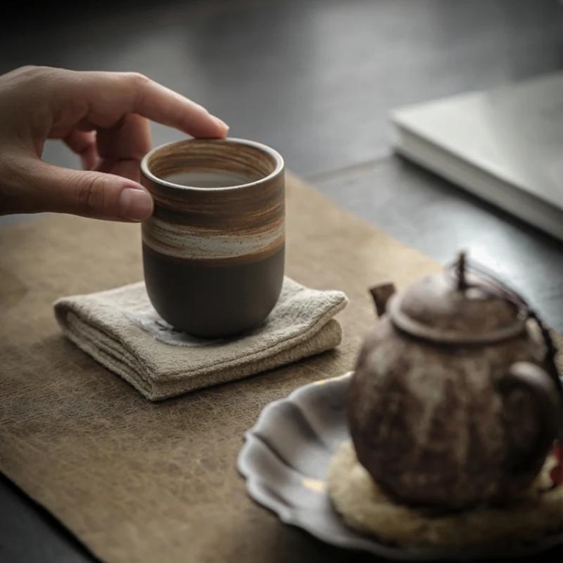 100ml Japanese-style Retro Coarse Pottery Kung Fu Tea Cups, Espresso Cups, Tasting Cups, Ceramic Household Water Cups, DIY Gifts