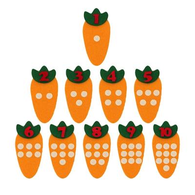 10 ST Montessori Pedagogisk Leksak Non-woven Barn Pussel Handgjord DIY Matematikleksaker Förskola Morot Match Digitala Läromedel