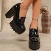 Fashion Patent Leather Platform Shoes for Women Super High Heel Pumps Chunky Heel Loafers Designer Woman Sexy Club Party Shoes