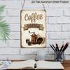 2D Flat 8*12inch Aluminum Sign and Plaque, Retro Coffee Lounge Decorative Aluminum Plate with Coffee Bean Grinder and Cup Design, Suitable for Cafes