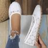 Spring and Summer New Mesh Round Toe Shallow Mouth Mom's Shoes Slip On Soft Sole Breathable Comfy Flats