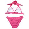 Two Piece Solid Color Bikini Set with Padded Cups Women Swimwear Halter Neck Top and Classic Bottom Beachwear