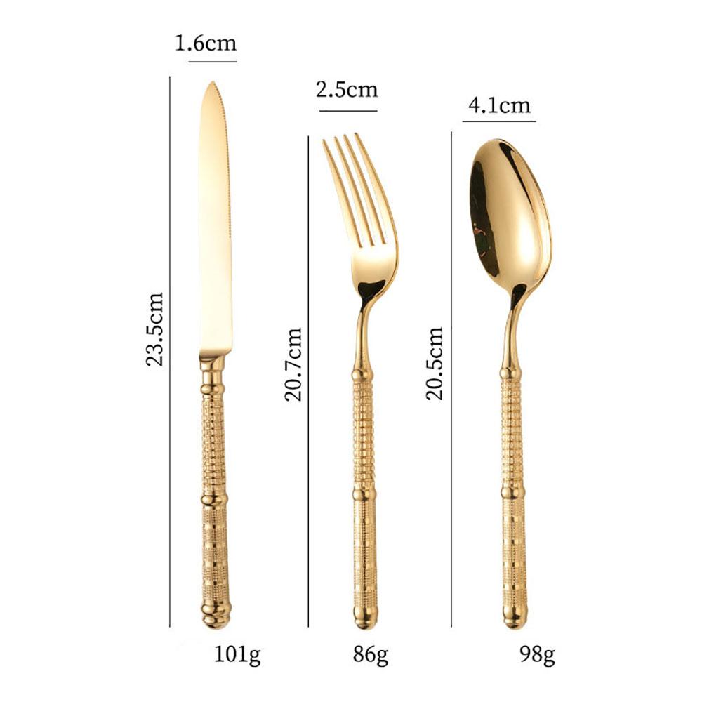 Light Luxury Stainless Steel Tableware Embossed Floral Pattern Knife Fork Spoon Set Durable Silverware for Home Restaurant