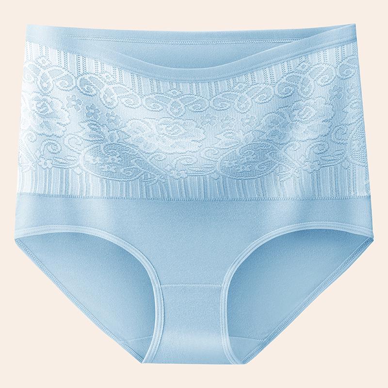 

Женское кружевное хлопковое нижнее белье с высокой посадкой - Эластичный жаккард, Приятное к коже, Подтягивающее бедра, Слим-эффект. L
