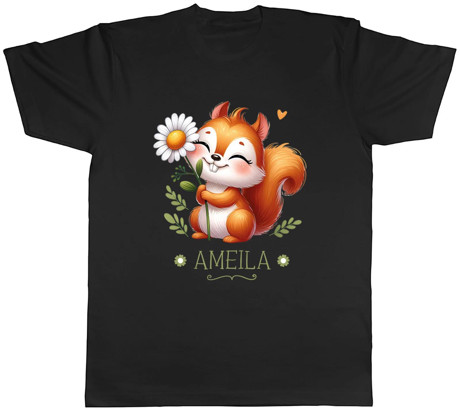 Personalised Squirrel Daisy Flower Mens T-Shirtest Animal Floral Tee Gift XXXL