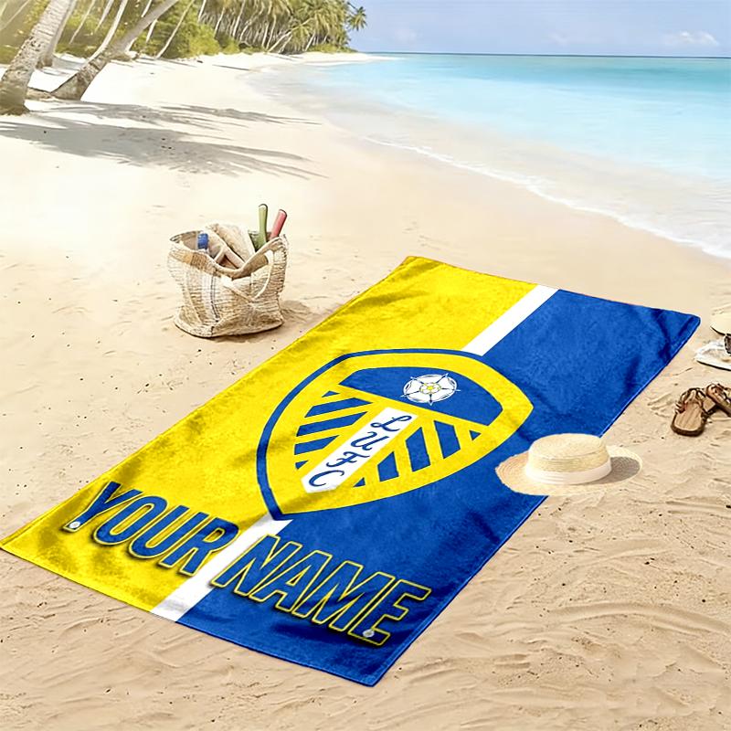 Asciugamano da Spiaggia Personalizzato con Nome Leeds United, Asciugamano Grande Morbido ad Asciugatura Rapida per Spiaggia Campeggio Nuoto_xia