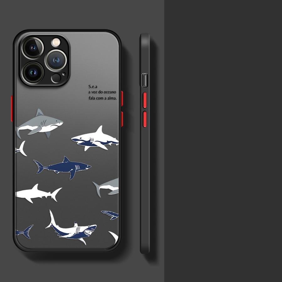 Cartoon Shark Funda Back Phone Cover Case for iPhone 17 Pro Max 14 16 Plus 7 8 SE 12 15 Air 11 13 Mini XS XR