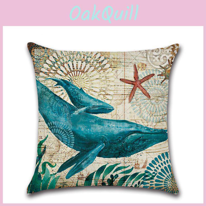 Retro Ocean Series Pillowcase Plush Peach Skin Velvet Cushion Cover Printed Throw Pillow 45*45cm