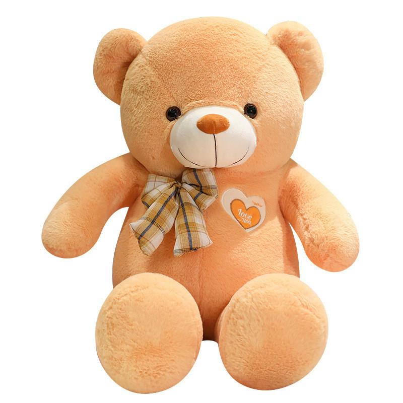 Lattice Bowknot Teddy Bear Plush Toy Animal Stuffed Doll Decoration Kids Gift