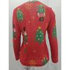 Damenbluse, lockerer V-Ausschnitt, bedruckt, Weihnachtsbaum, lässig, bedruckt, langärmelig