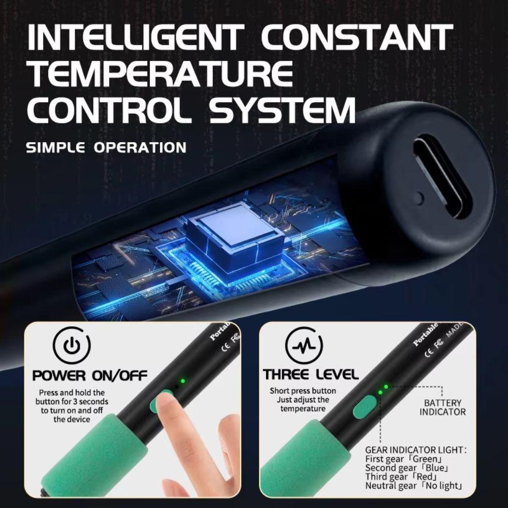 Kabelloses Mini-Lötkolben-Set, Doppelfunktion, 3 Temperatureinstellungen, USB-Lötkolben, Temperatureinstellung