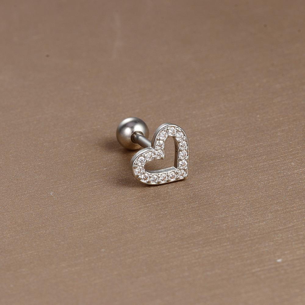 Einfache Mode Edelstahl Mond Sterne Herzen Blume Zirkon Runde Kugel Schraubstecker Ohrringe für Frauen Hip-Hop Schmuck Geschenke