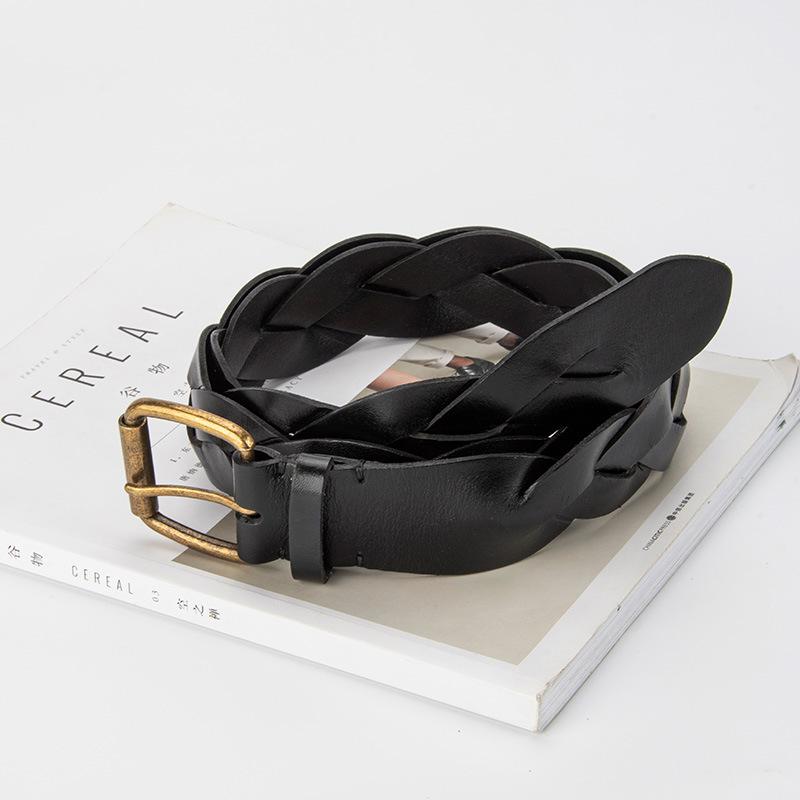 New Fashion European and American Women's Braided Belt Without Punching Niche Versatile Matching Skirt High-end Decorative Belt for Women
