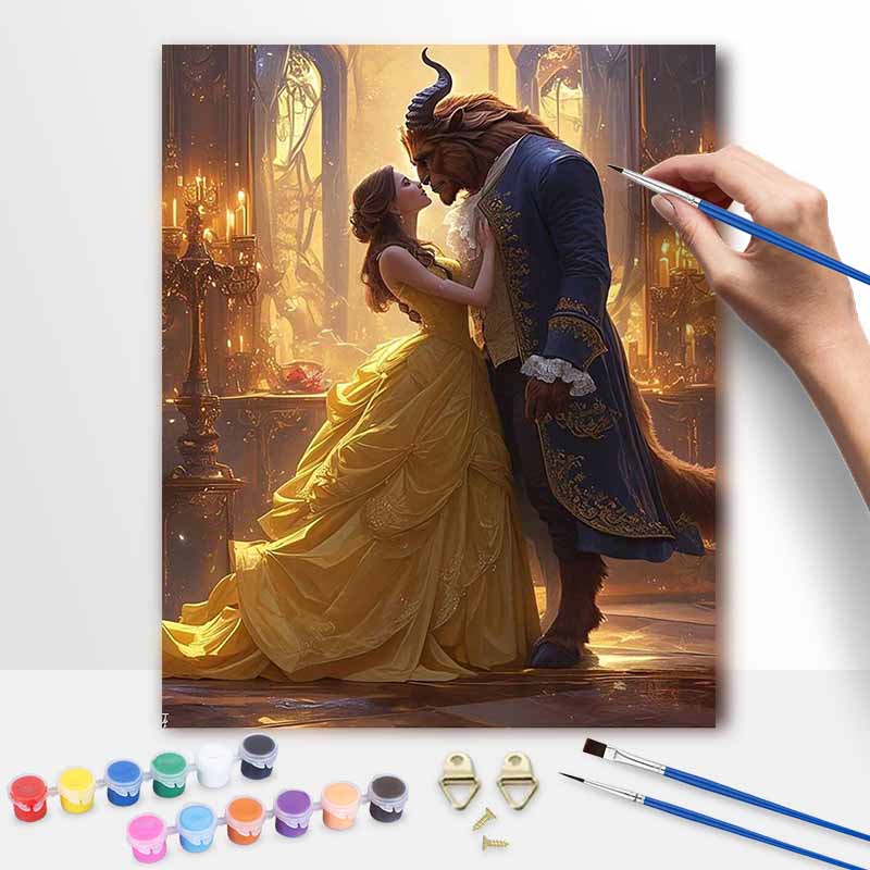 Disney beauty and the beast oil painting painting art handmade diy painting home decoration gift