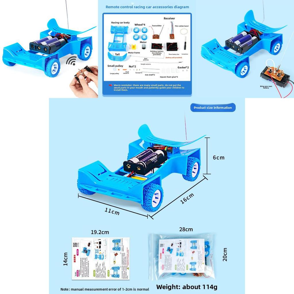 Self Made Wireless Remote Control Racing Car Model Assembly Set Kid Puzzle Toy For Children Educational Physics Kit