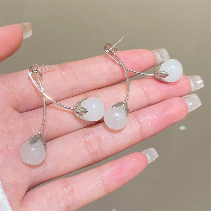 2024 New Sweet Cute Acrylic Cherry Drop Earrings For Women Fruit Earrings Stainless Steel Earring Charm Zircon