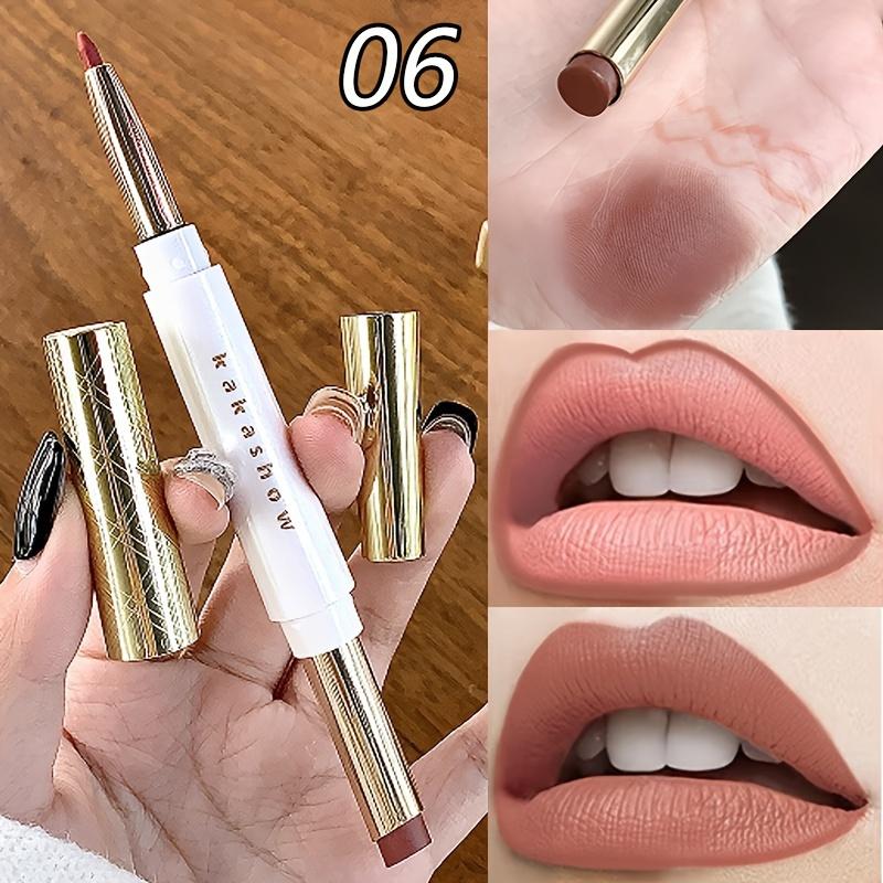 

Двусторонний карандаш для губ и помада 2-в-1 Высокопигментированная Водостойкая Помада, не оставляющая следов на чашке Стойкий карандаш для губ Подарки на День святого Валентина 06