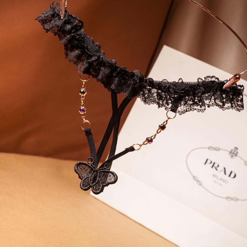 Women Panties Lace Sexy Lingerie G-string  Thin Rope Hollow Open File Beaded Rhinestone No Trace Breathable Underwears