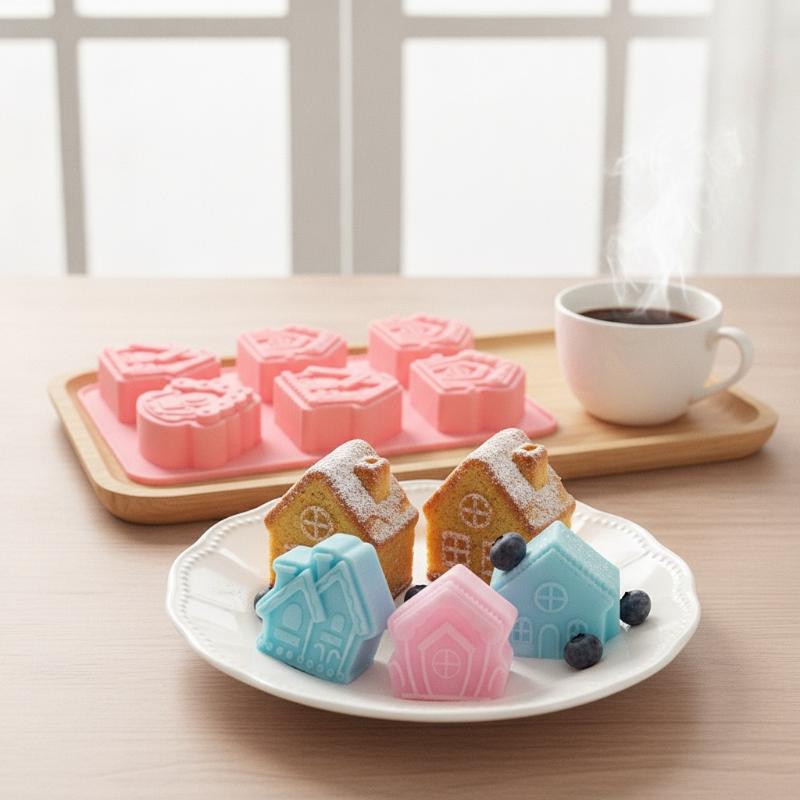 6-Cavity Christmas House Shaped Soap Candle Silicone Mold For Handmade Diy Wax Molds For Aromatherapy Soap