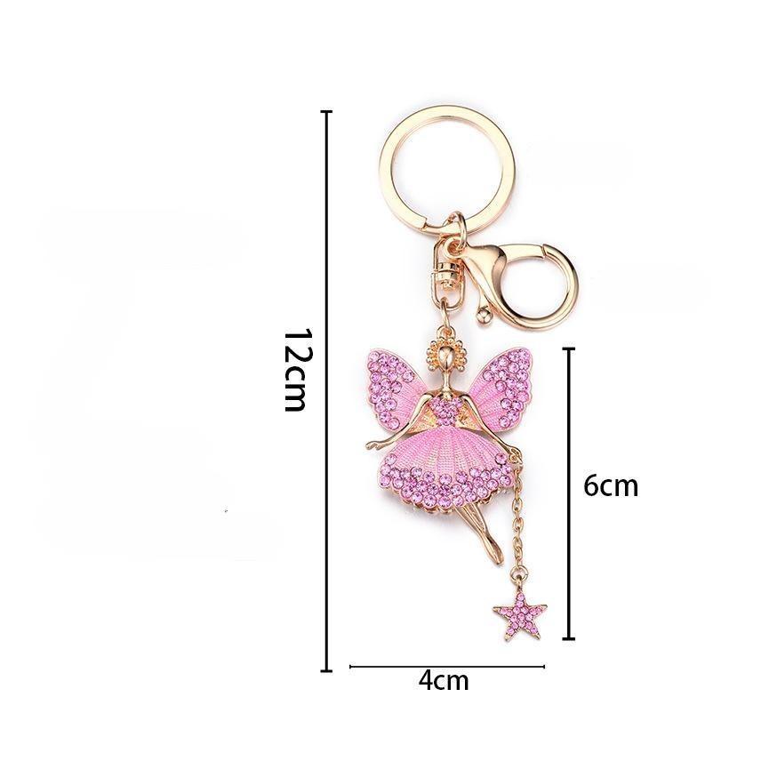 Cute Butterfly Fairy Keychain Bling Rhinestone Alloy Key Chain Ring Purse Bag Backpack Charm Women Girls Birthday Gift