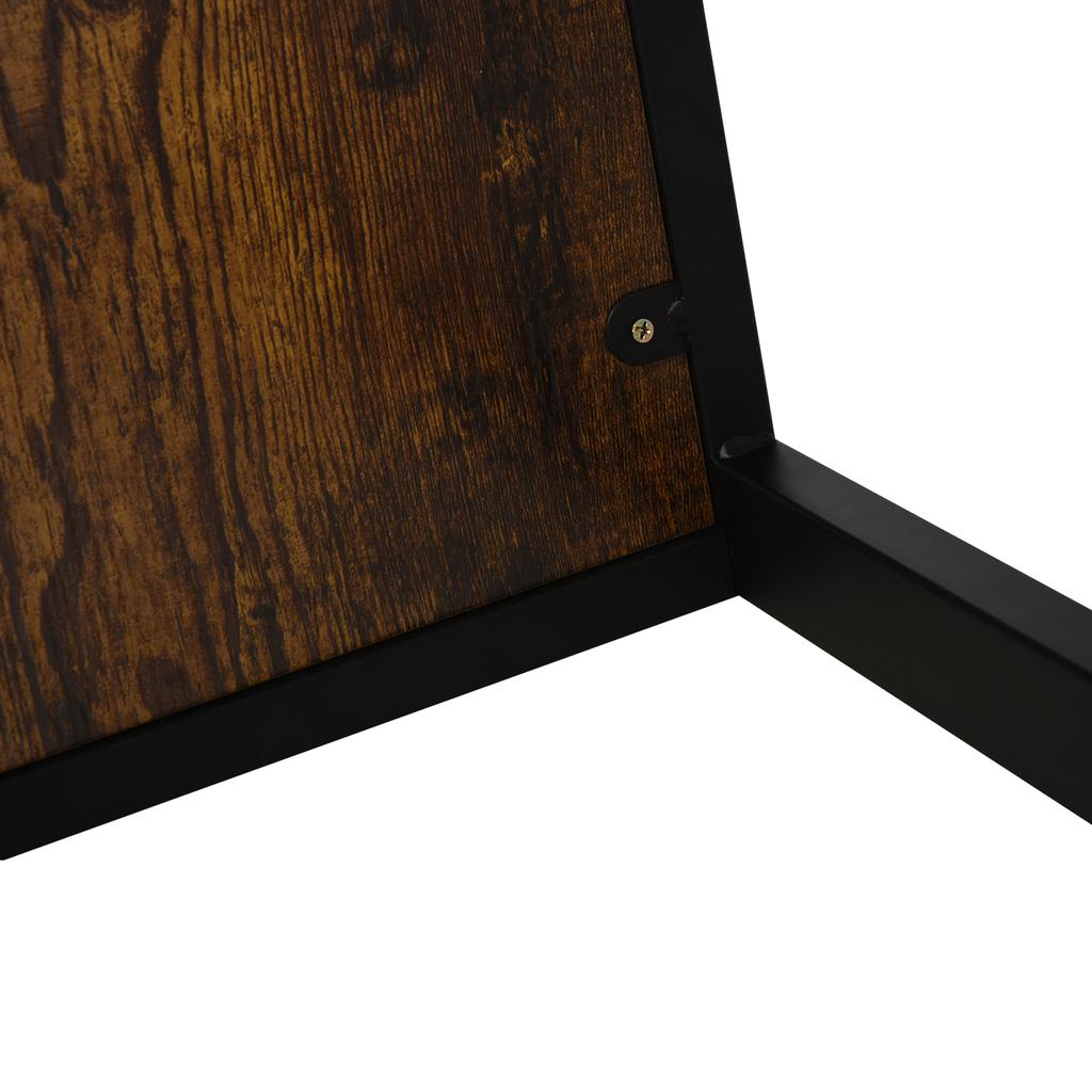 Mesa Lateral em Forma de C, Mesa de Cabeceira com Estrutura de Metal, Mesa de Apoio Decorativa para Sofá na Sala de Estar, Quarto, Marrom e Preto