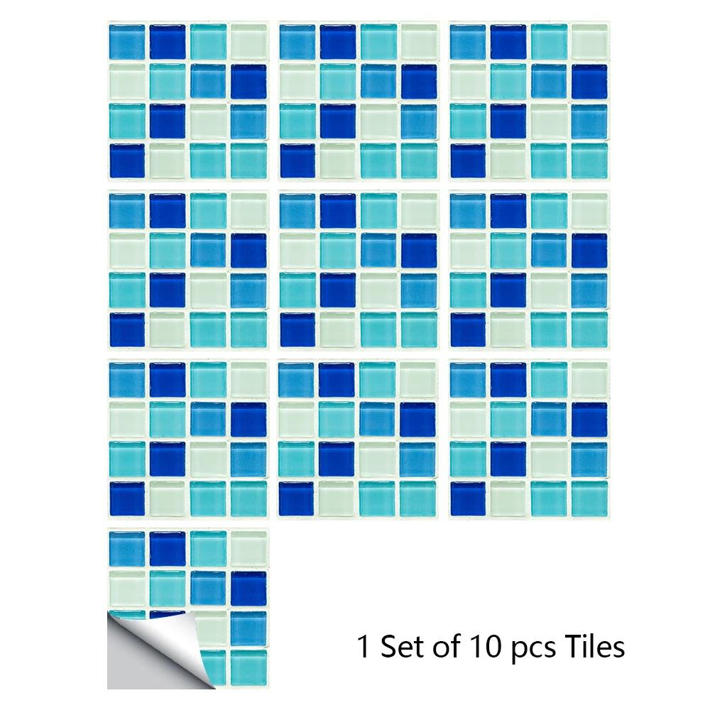 10pcs/set 10/15/20/30cm Flat Marble Mosaic Hard Tiles Wall Sticker Kitchen Bathroom Floor Diagonal Decor Wallpaper PVC Art Mural